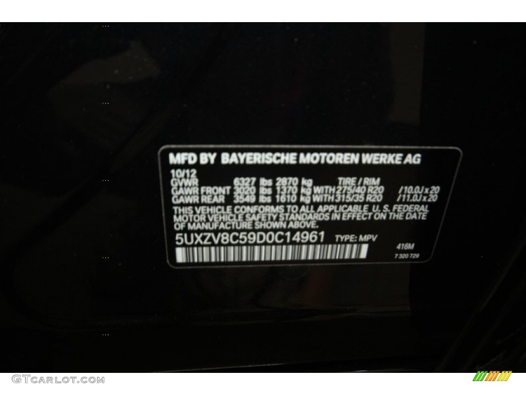 2013 X5 Color Code 416 for Carbon Black Metallic Photo #72727922