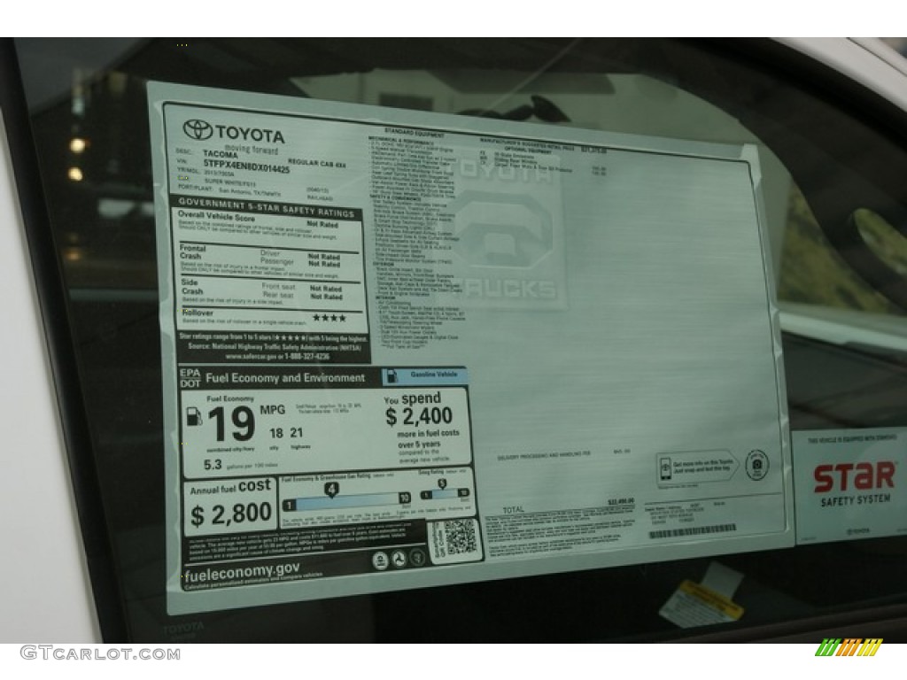 2013 Toyota Tacoma Regular Cab 4x4 Window Sticker Photos