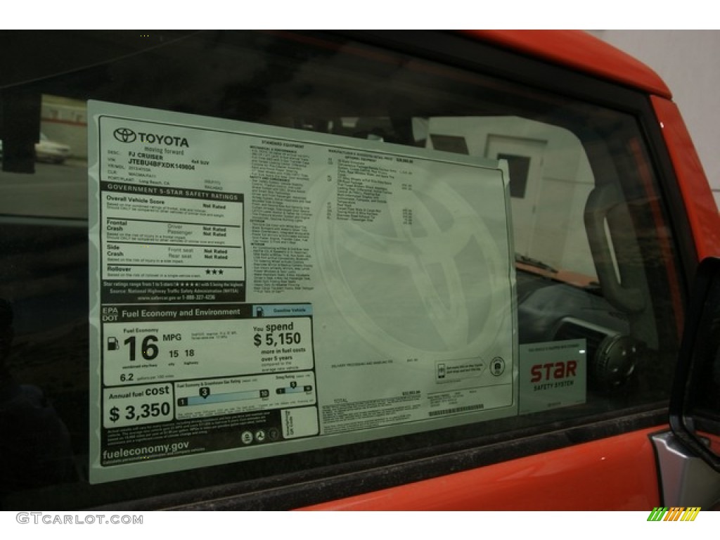 2013 Toyota FJ Cruiser 4WD Window Sticker Photo #72733250
