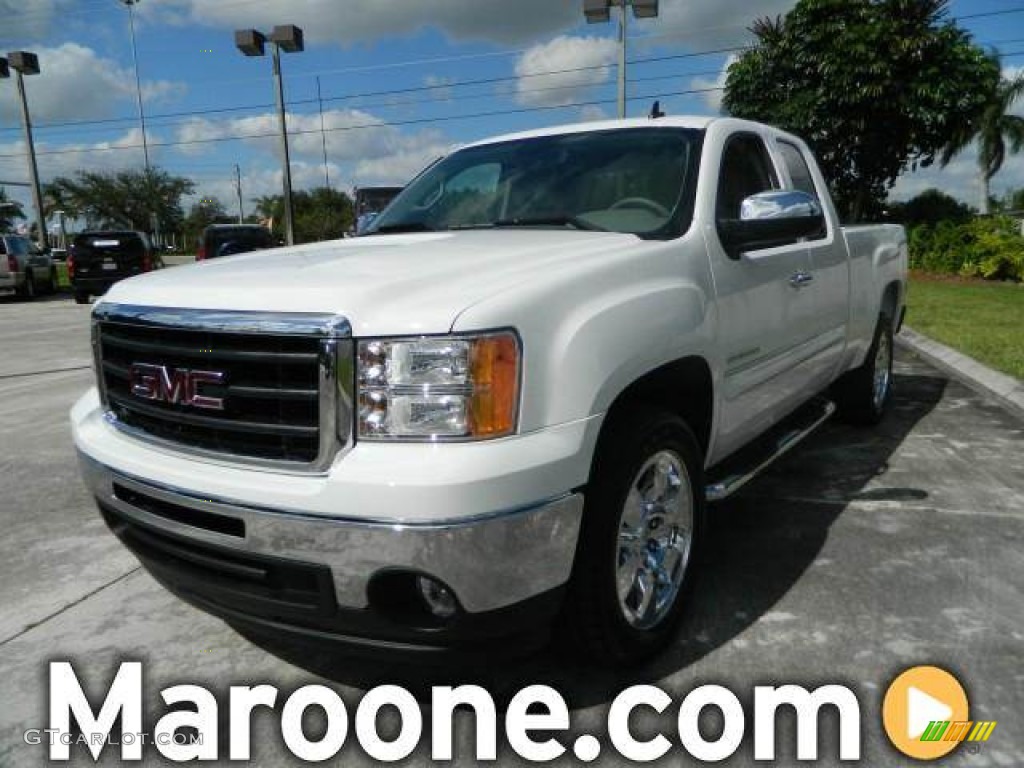 2011 Sierra 1500 SLE Extended Cab - Summit White / Dark Titanium/Light Titanium photo #1