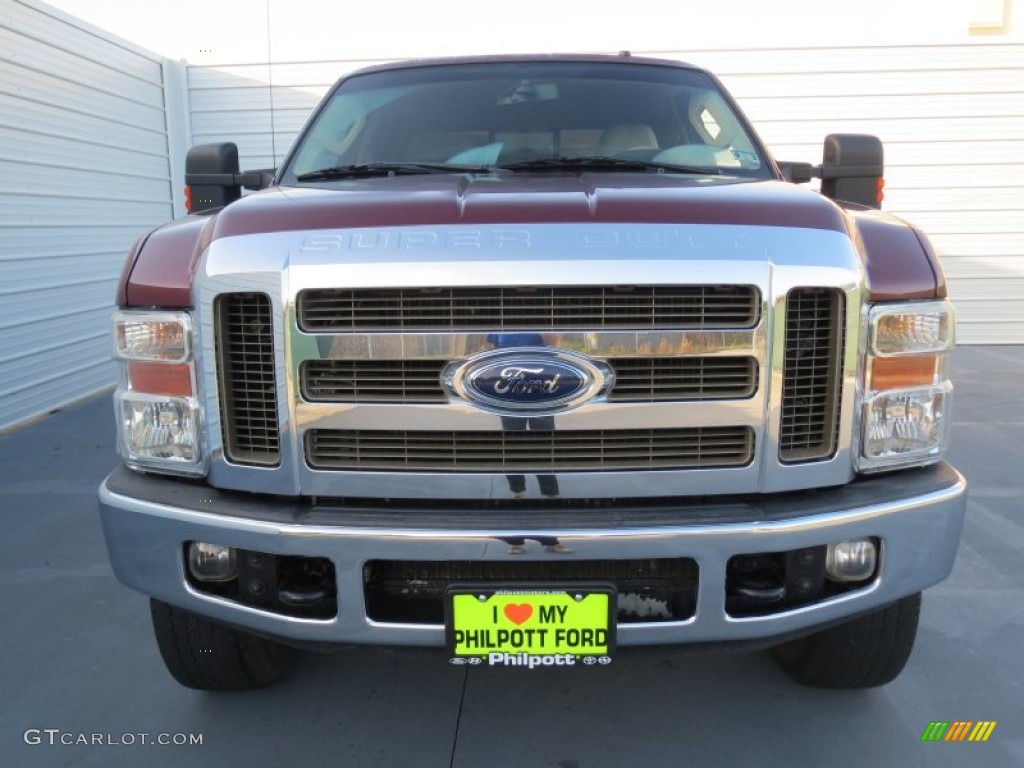 2008 F250 Super Duty Lariat Crew Cab 4x4 - Dark Toreador Red / Camel photo #7