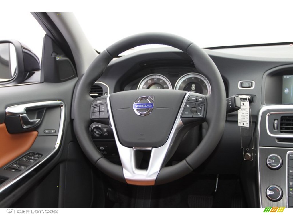 2013 Volvo S60 T5 Beechwood/Off Black Steering Wheel Photo #72744392