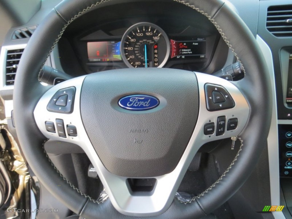 2013 Ford Explorer Sport 4WD Charcoal Black Steering Wheel Photo #72744788