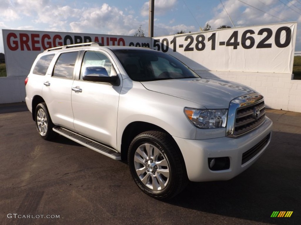 2013 Sequoia Platinum - Blizzard White Pearl / Sand Beige photo #1