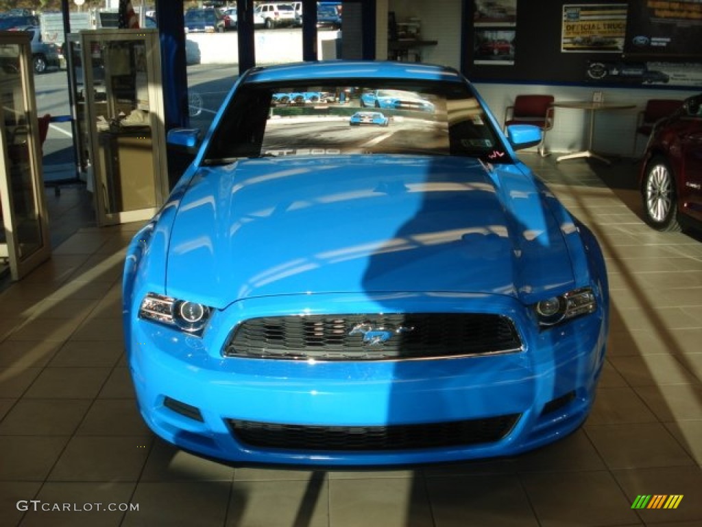 2013 Mustang V6 Premium Coupe - Grabber Blue / Charcoal Black photo #2