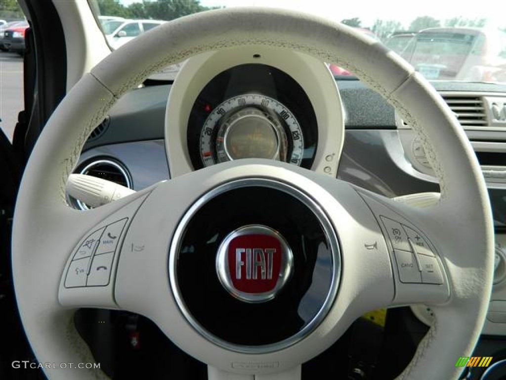 2012 Fiat 500 Pop Tessuto Grigio/Avorio (Grey/Ivory) Steering Wheel Photo #72755881
