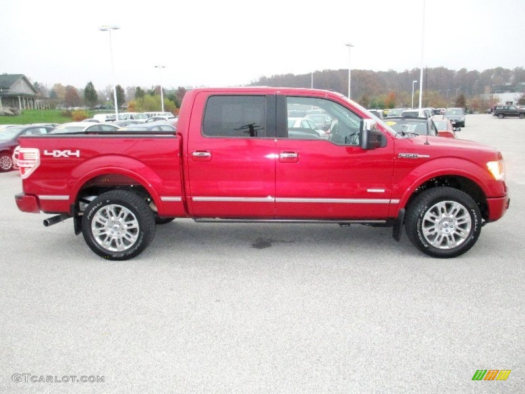 2011 F150 Platinum SuperCrew 4x4 - Red Candy Metallic / Steel Gray/Black photo #3