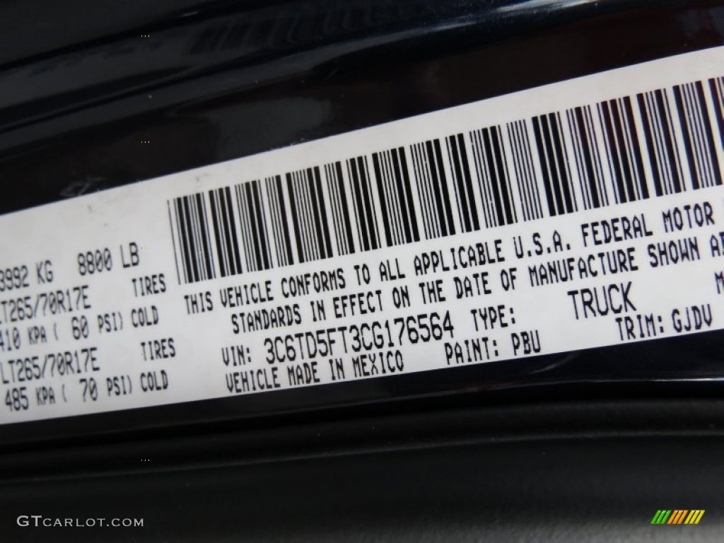 2012 Dodge Ram 2500 HD Laramie Crew Cab 4x4 Color Code Photos