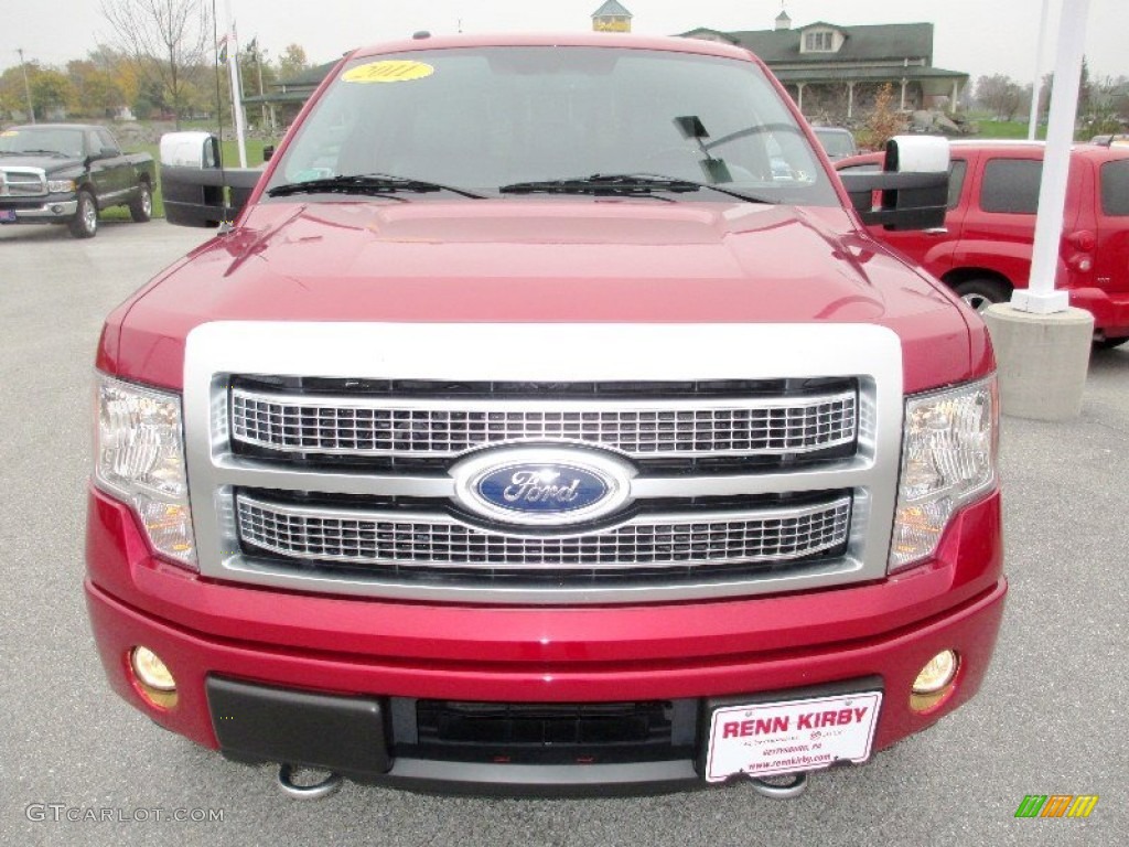 2011 F150 Platinum SuperCrew 4x4 - Red Candy Metallic / Steel Gray/Black photo #14