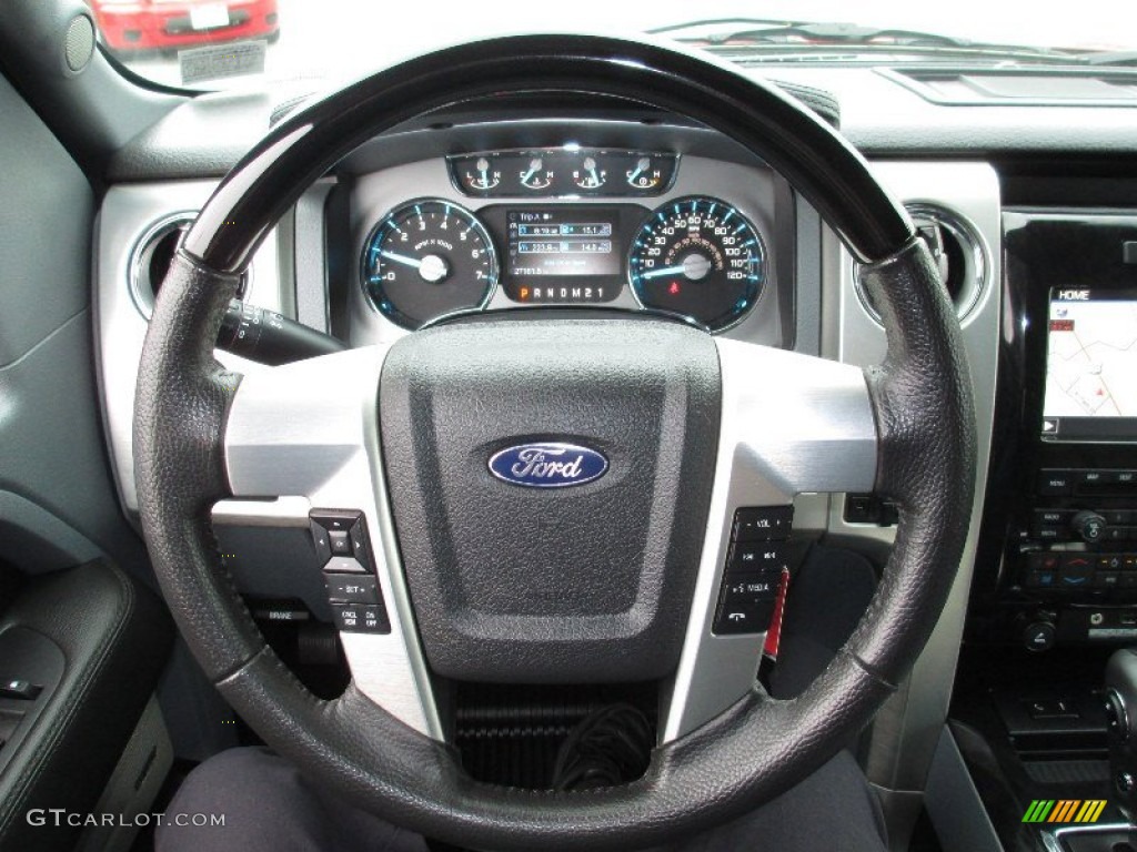 2011 Ford F150 Platinum SuperCrew 4x4 Steel Gray/Black Steering Wheel Photo #72757988