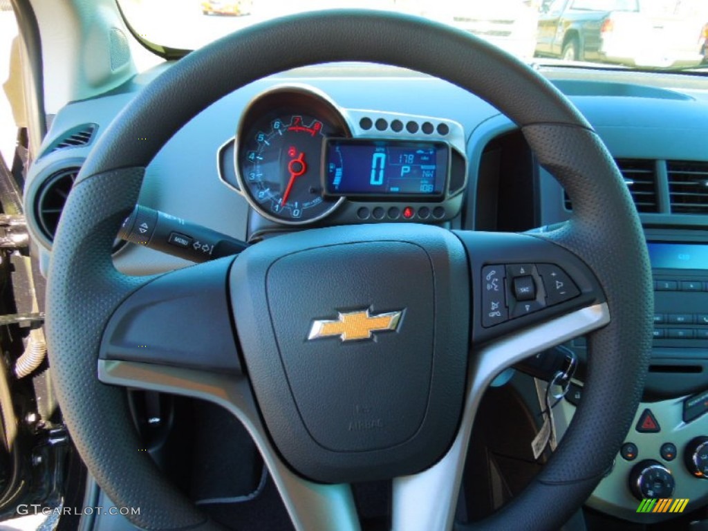 2013 Chevrolet Sonic LS Sedan Jet Black/Dark Titanium Steering Wheel Photo #72759425