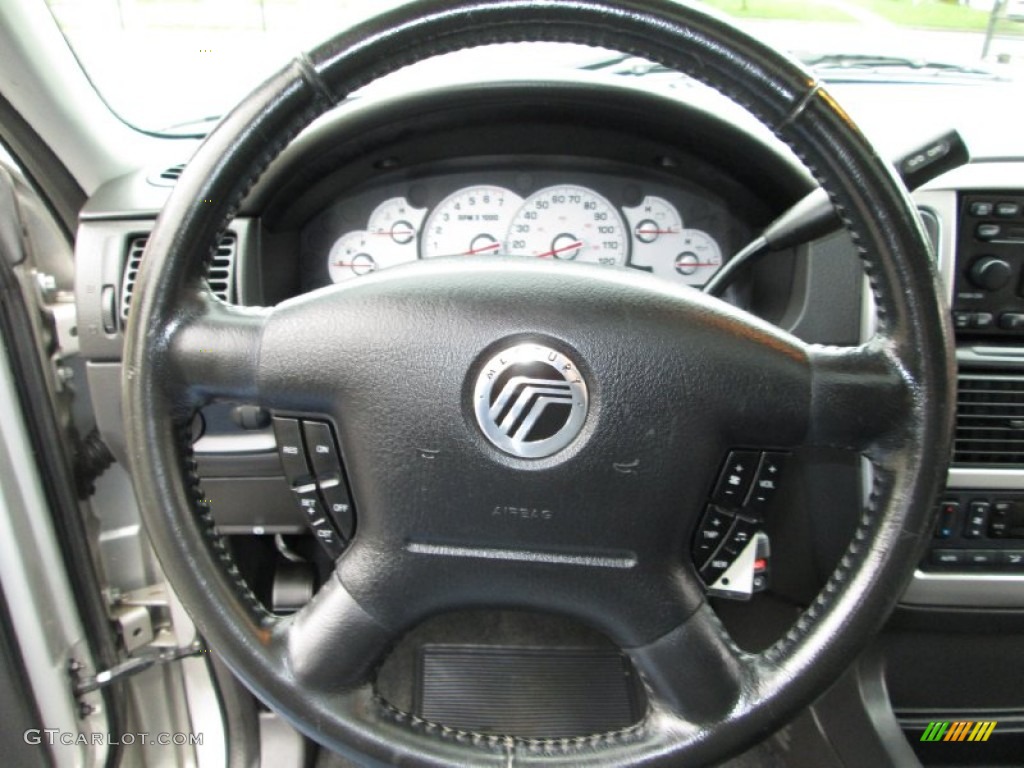 2005 Mercury Mountaineer V6 AWD Midnight Grey Steering Wheel Photo #72762749