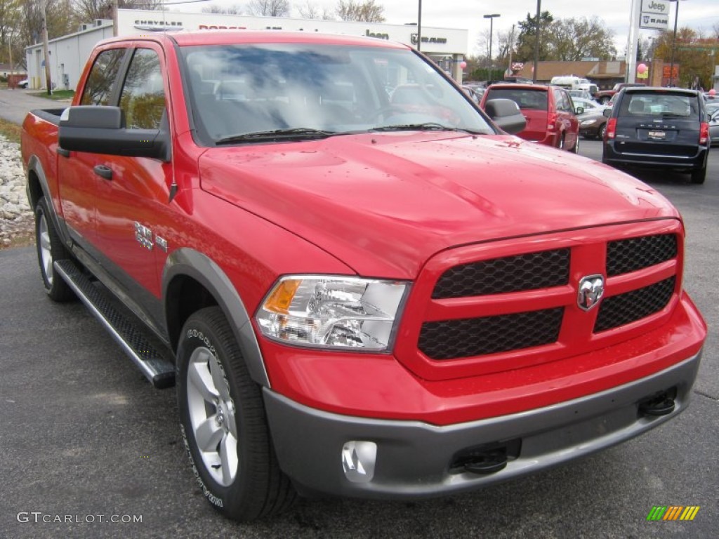 2013 1500 Outdoorsman Crew Cab 4x4 - Flame Red / Black/Diesel Gray photo #1