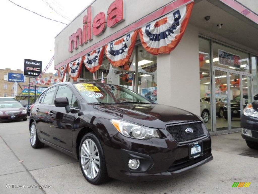 2012 Impreza 2.0i Limited 5 Door - Deep Cherry Red Pearl / Ivory photo #1