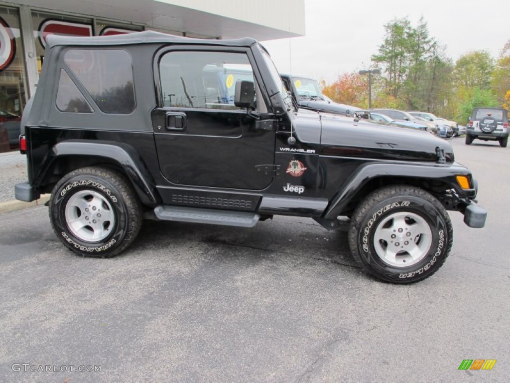 2002 Wrangler Sahara 4x4 - Black / Camel Beige/Dark Green photo #5