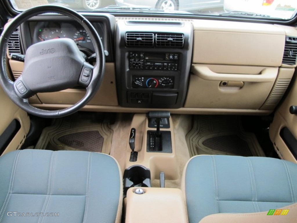 2002 Wrangler Sahara 4x4 - Black / Camel Beige/Dark Green photo #14