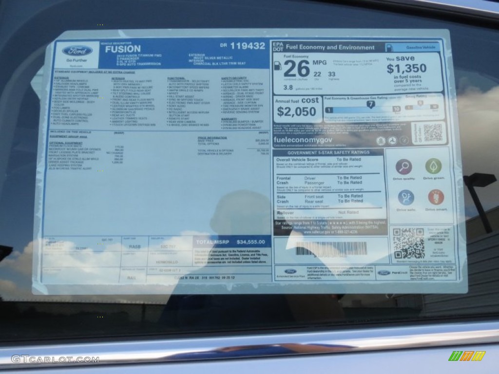 2013 Ford Fusion Titanium Window Sticker Photo #72777946