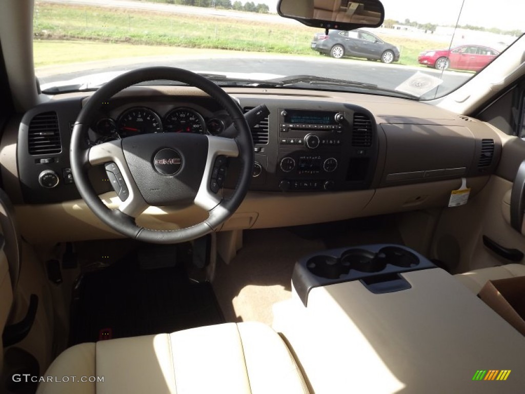 2013 Sierra 1500 SLE Crew Cab 4x4 - Summit White / Very Dark Cashmere/Light Cashmere photo #9