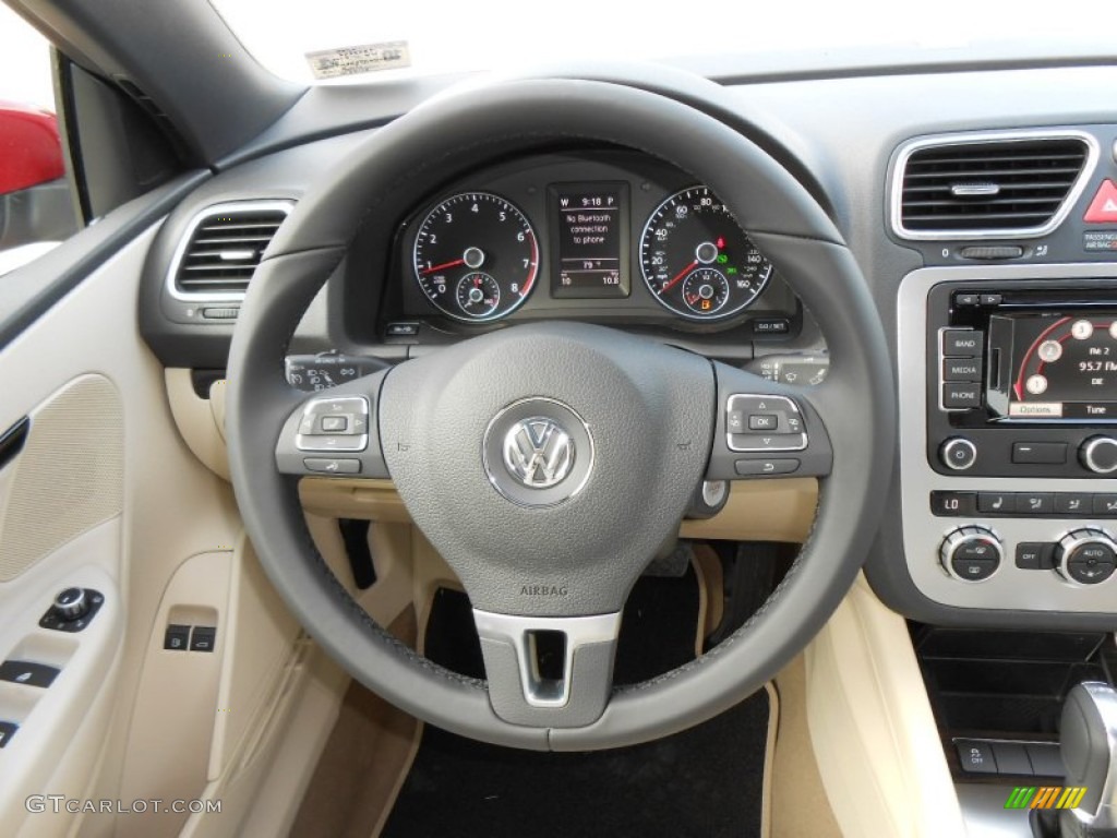 2013 Volkswagen Eos Lux Cornsilk Beige Steering Wheel Photo #72780742