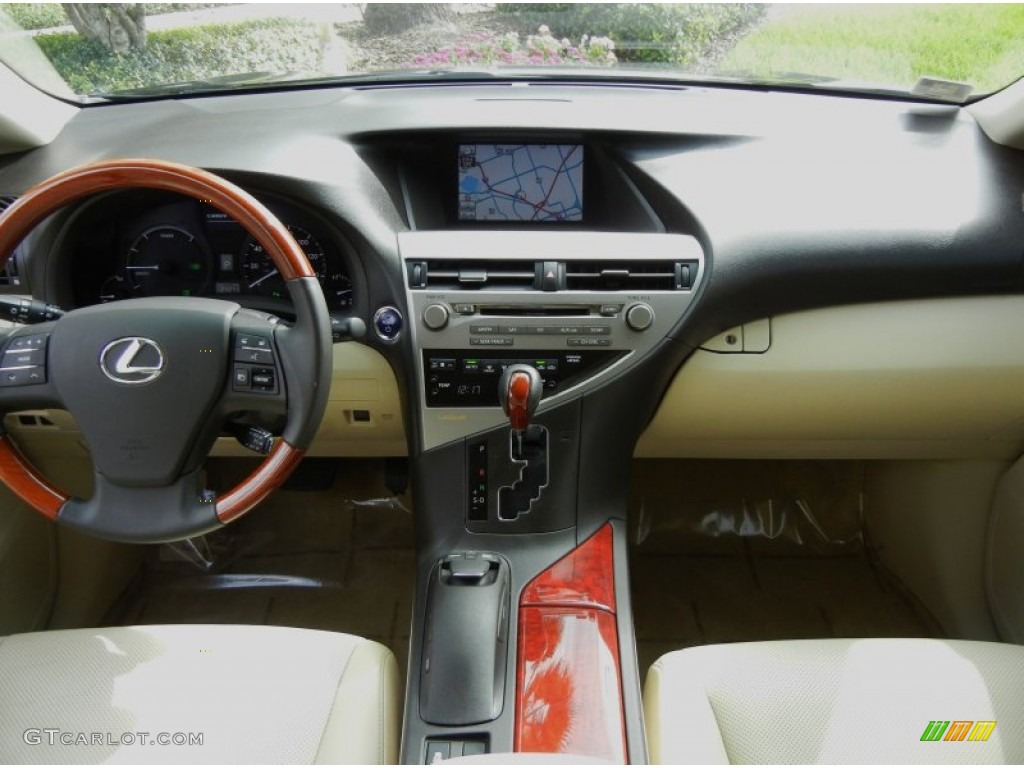 2010 Lexus RX 450h Hybrid Parchment/Brown Walnut Dashboard Photo #72781153