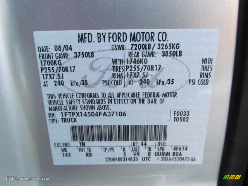 2004 F150 FX4 SuperCab 4x4 - Silver Metallic / Dark Flint photo #19