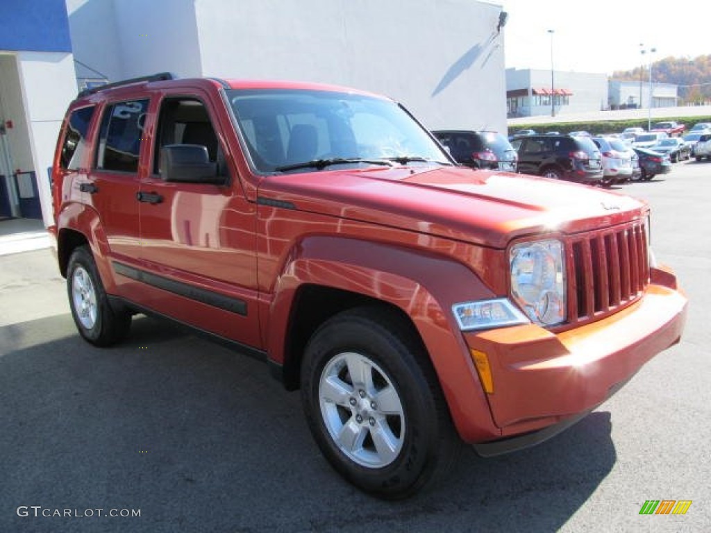 2009 Liberty Sport 4x4 - Sunburst Orange Pearl / Dark Slate Gray photo #6