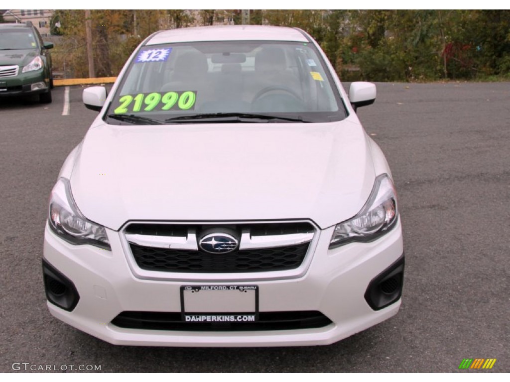 2012 Impreza 2.0i Premium 4 Door - Satin White Pearl / Ivory photo #2