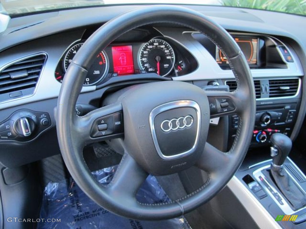 2009 Audi A4 2.0T Premium quattro Sedan Black Steering Wheel Photo #72804057