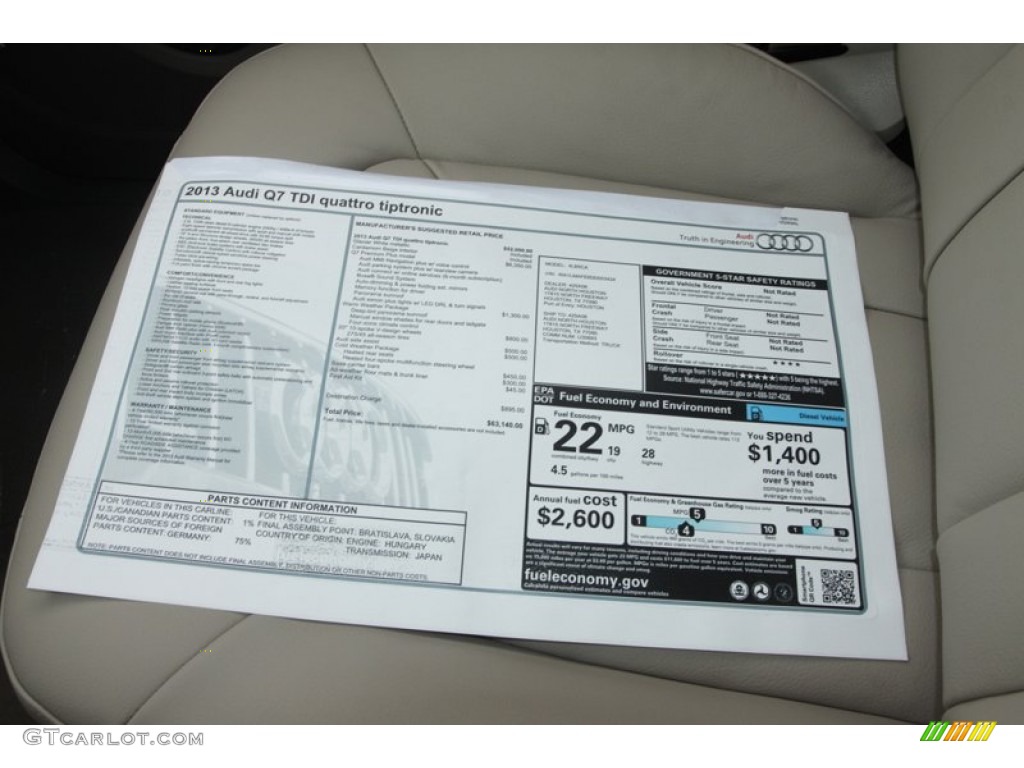 2013 Audi Q7 3.0 TDI quattro Window Sticker Photo #72805636
