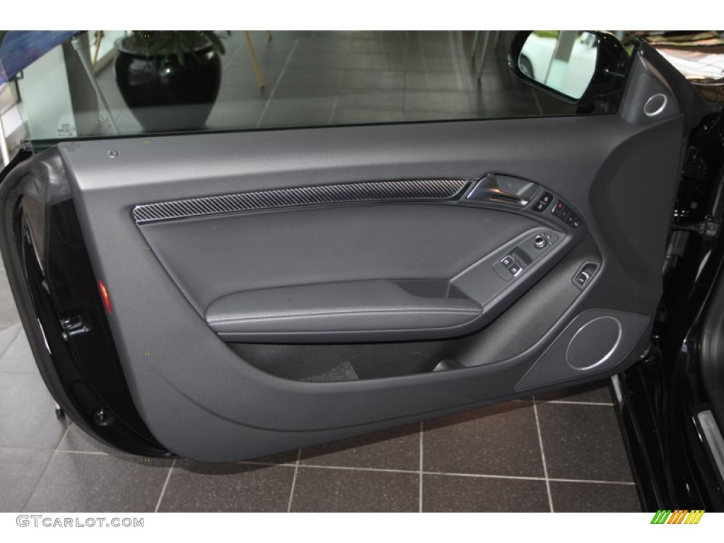 2013 Audi RS 5 4.2 FSI quattro Coupe Black Fine Nappa Leather/Rock Gray Stitching Door Panel Photo #72805834