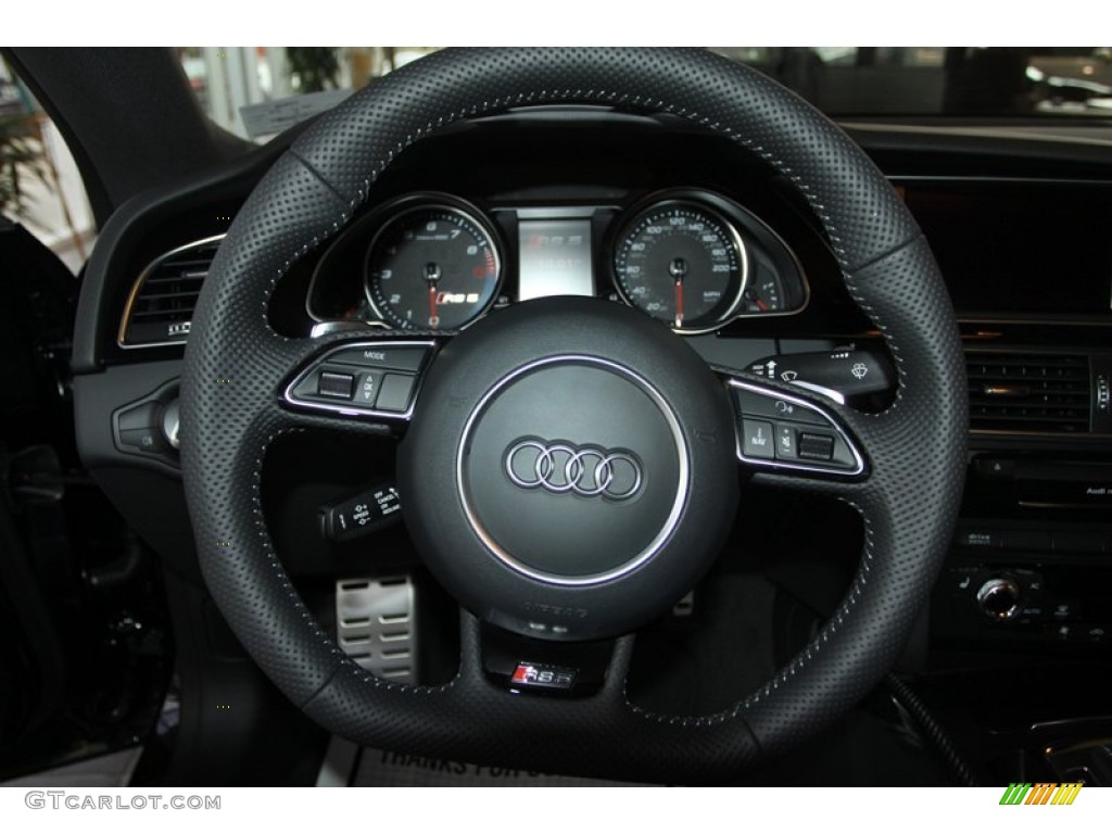 2013 Audi RS 5 4.2 FSI quattro Coupe Black Fine Nappa Leather/Rock Gray Stitching Steering Wheel Photo #72806038