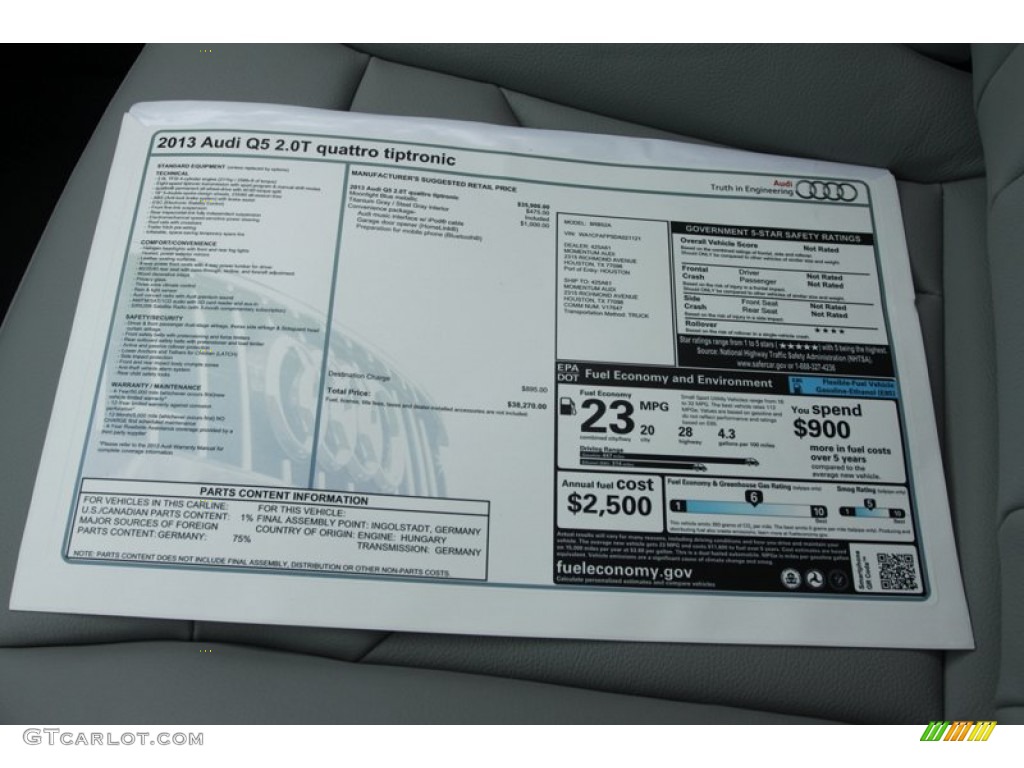 2013 Audi Q5 2.0 TFSI quattro Window Sticker Photo #72806695