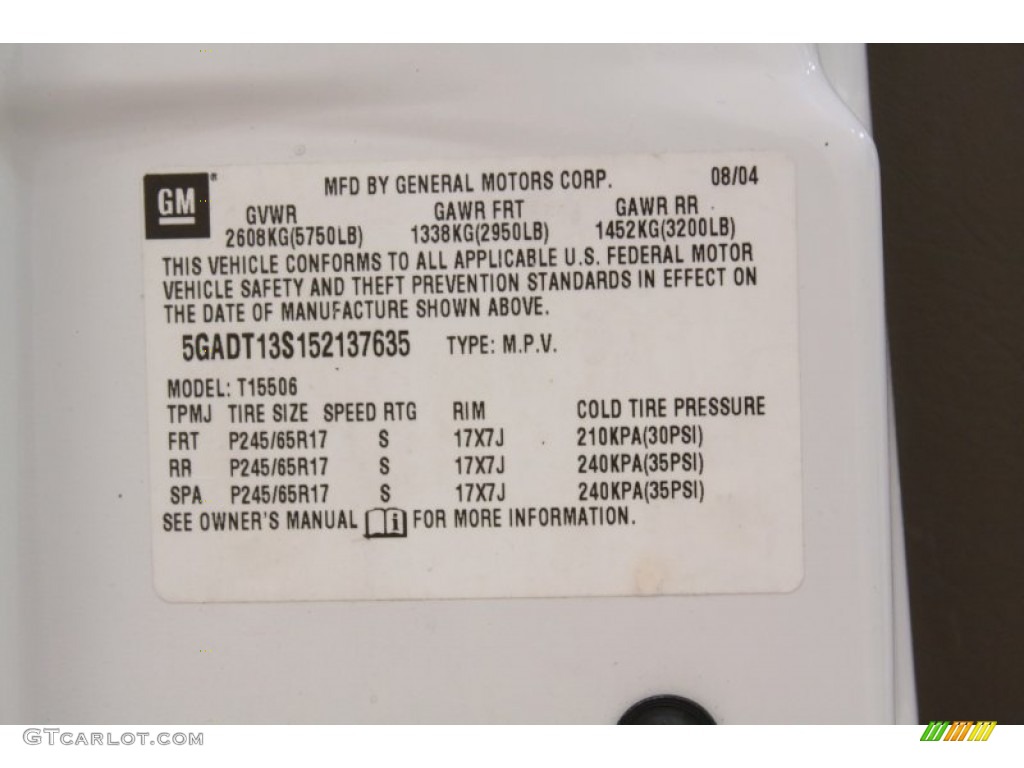 2005 Rainier CXL AWD - Frost White / Cashmere photo #25