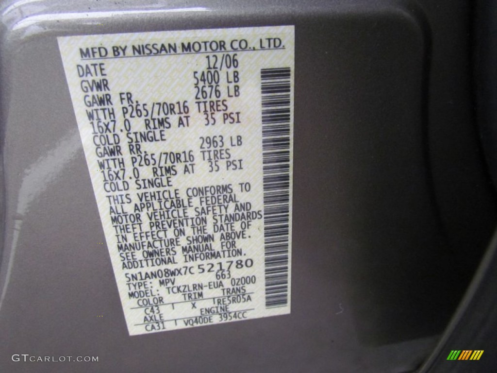 2007 Nissan Xterra S 4x4 Parts Photos