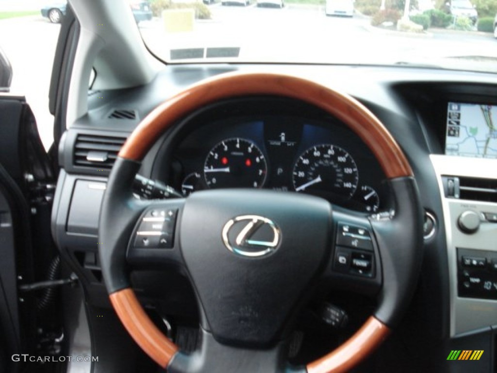 2010 Lexus RX 350 AWD Black/Brown Walnut Steering Wheel Photo #72821748