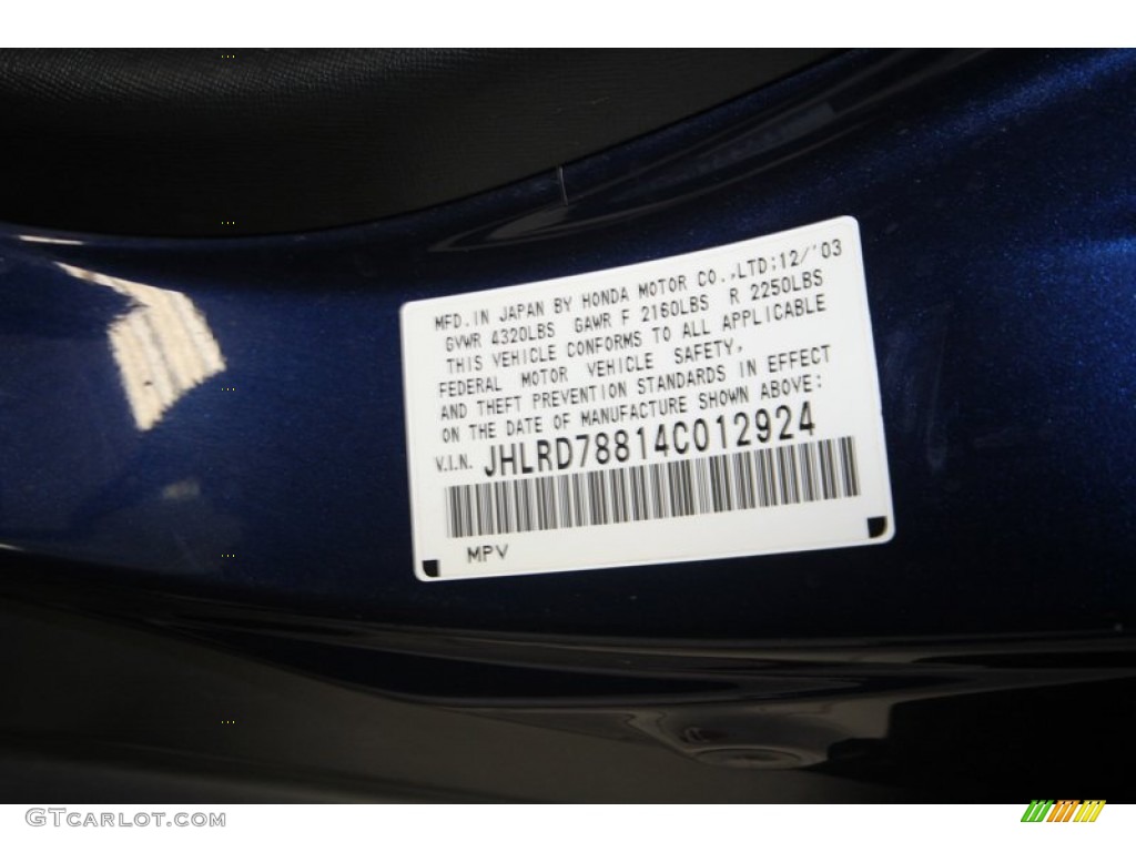2004 CR-V EX 4WD - Eternal Blue Pearl / Black photo #9