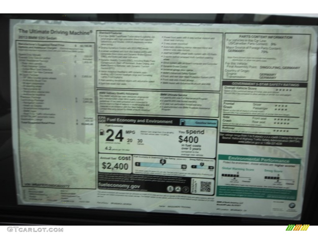 2013 BMW 5 Series 535i Sedan Window Sticker Photo #72825775