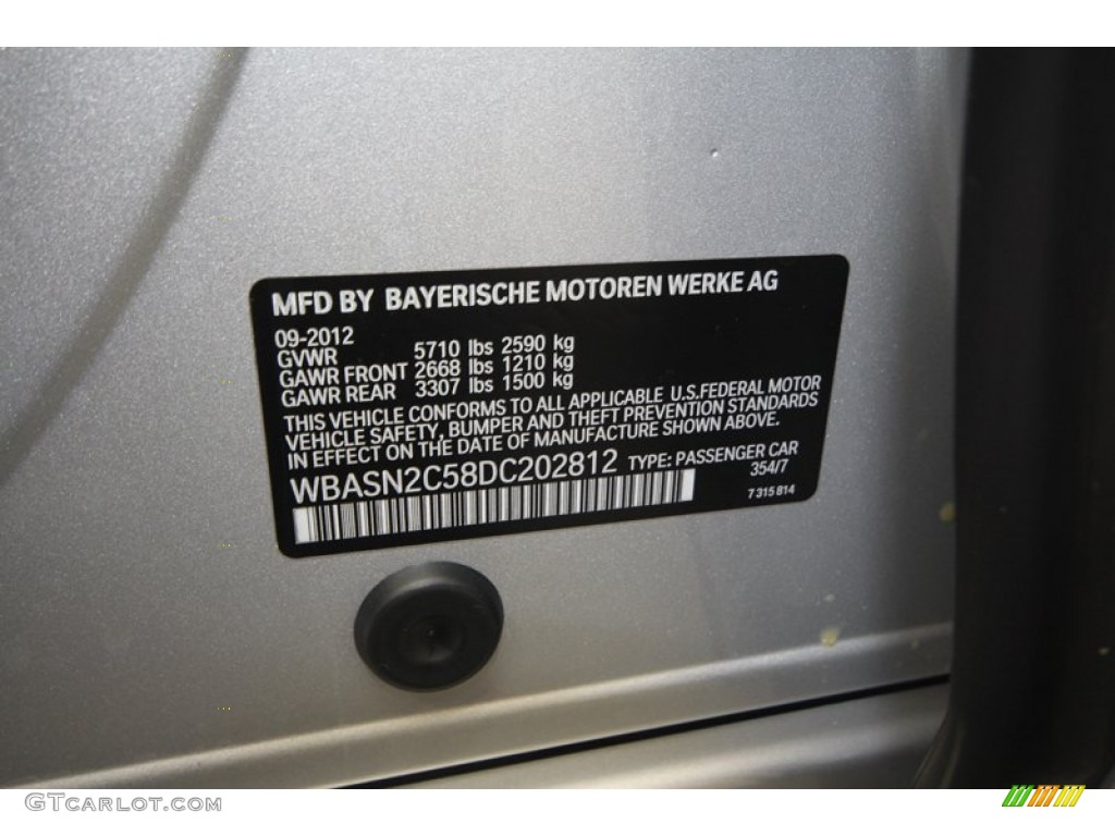 2013 5 Series Color Code 354 for Titanium Silver Metallic Photo #72825886