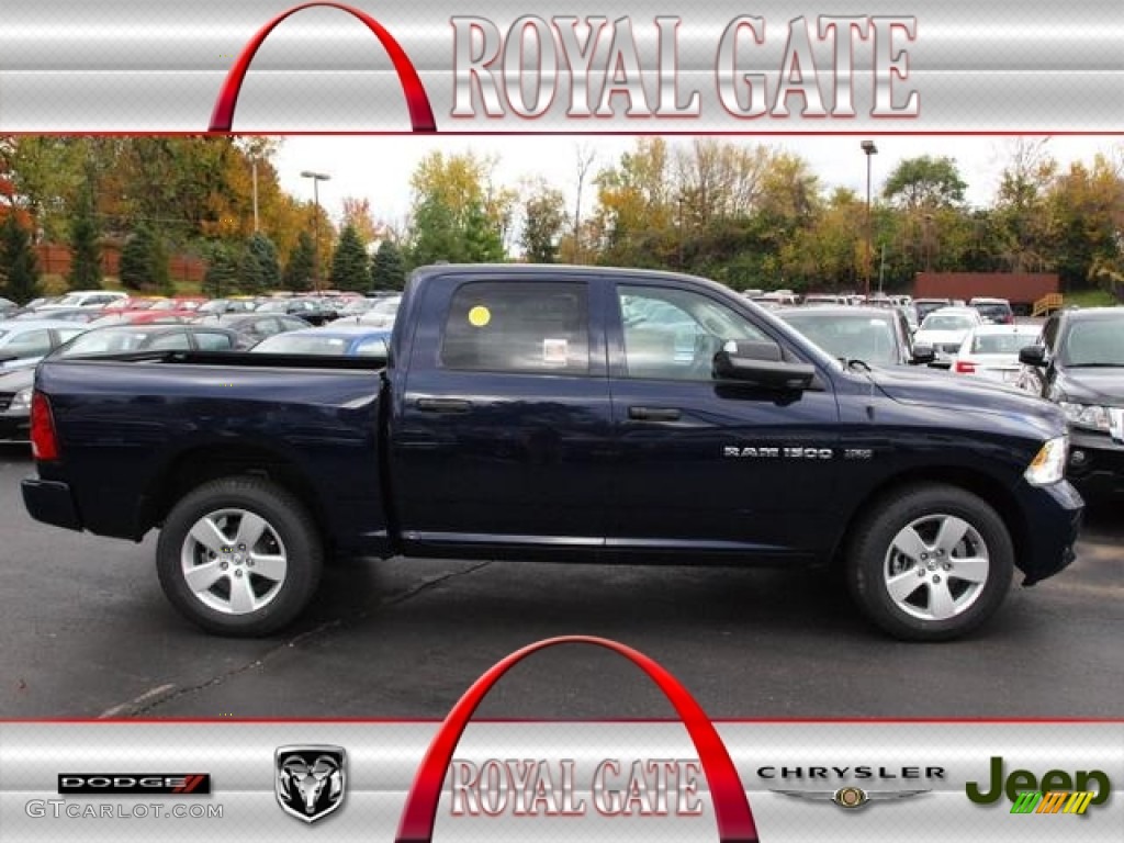 2012 Ram 1500 Express Crew Cab 4x4 - True Blue Pearl / Dark Slate Gray/Medium Graystone photo #1