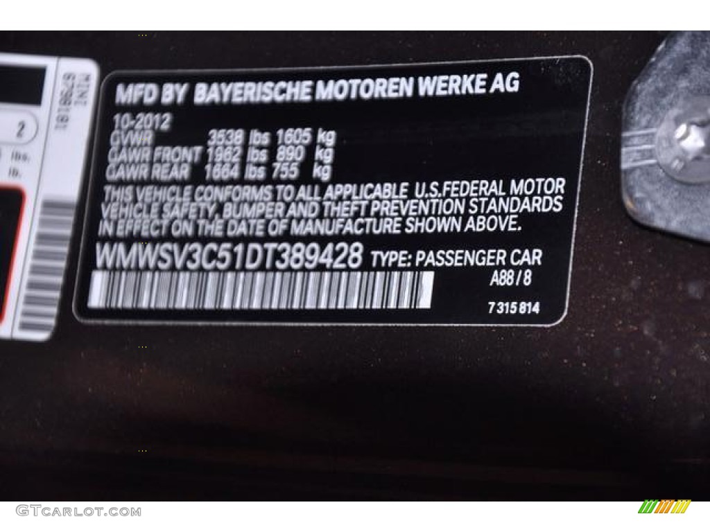 2013 Cooper Color Code A88 for Hot Chocolate Metallic Photo #72831915