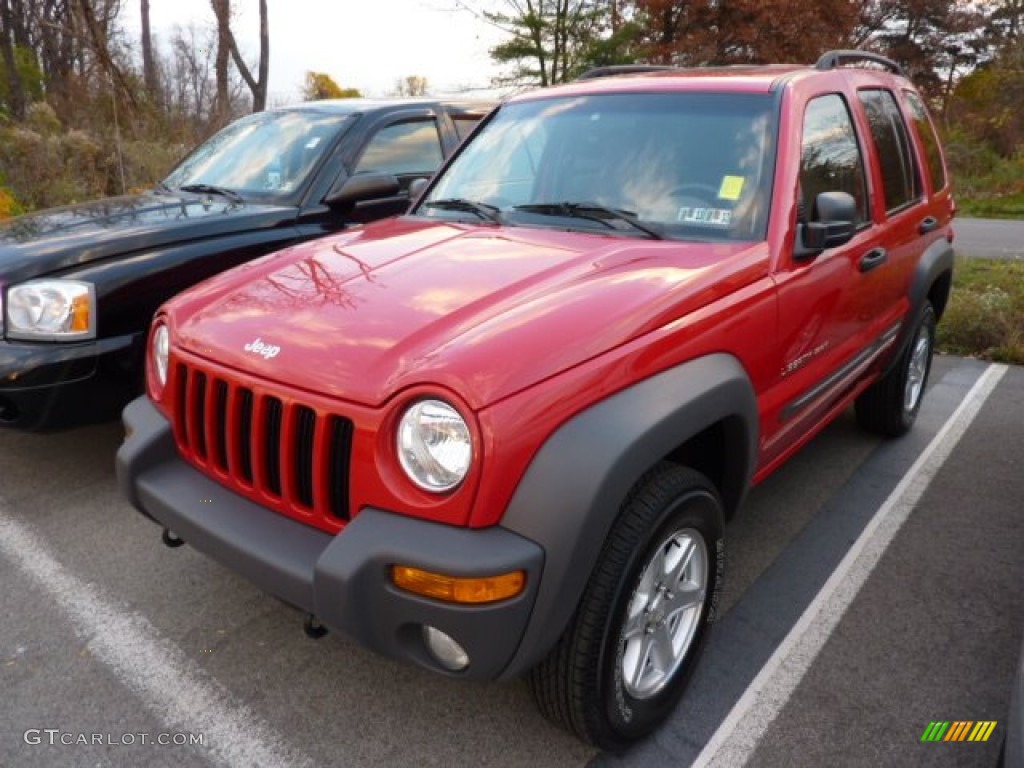 2002 Liberty Sport 4x4 - Flame Red / Dark Slate Gray photo #3