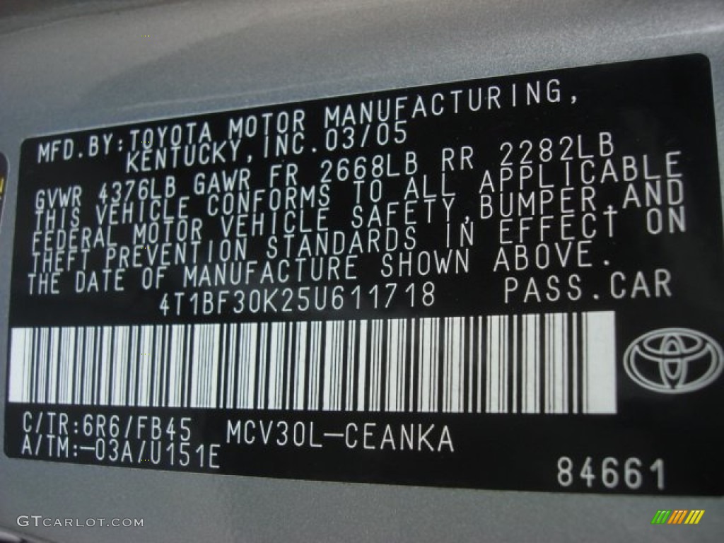 2005 Toyota Camry LE V6 Parts Photos