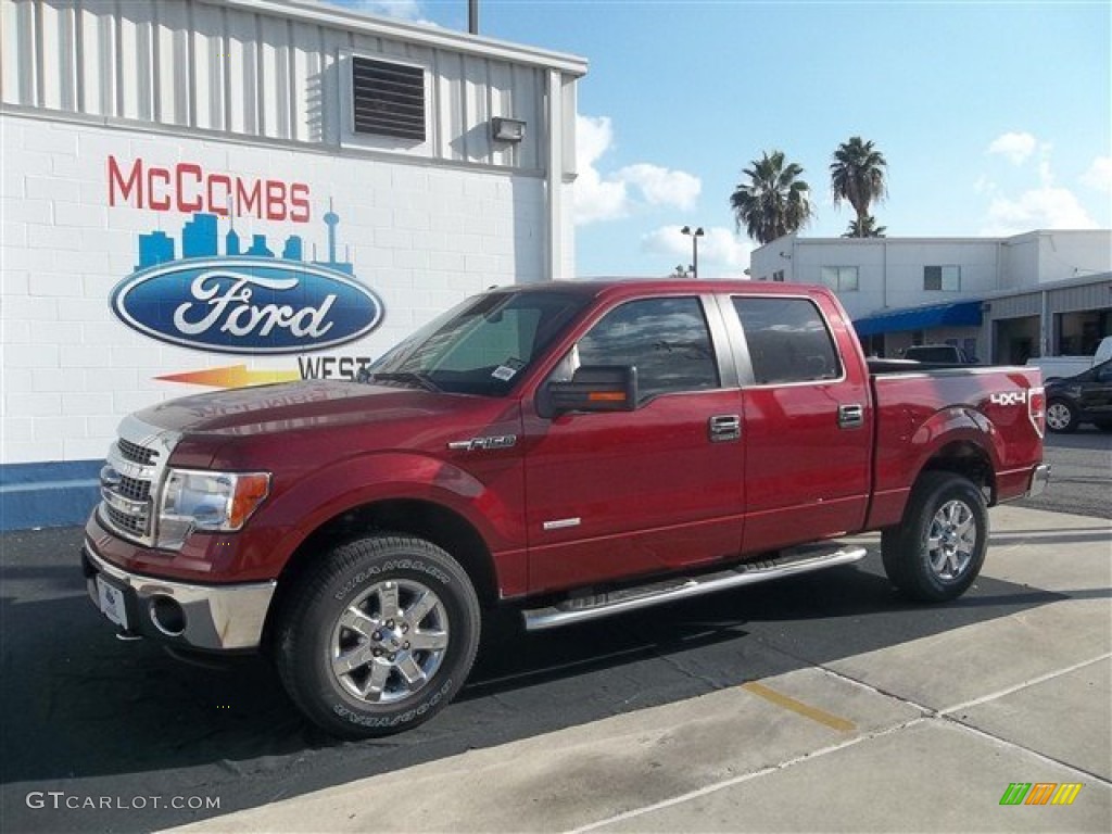 2013 F150 XLT SuperCrew 4x4 - Ruby Red Metallic / Steel Gray photo #1