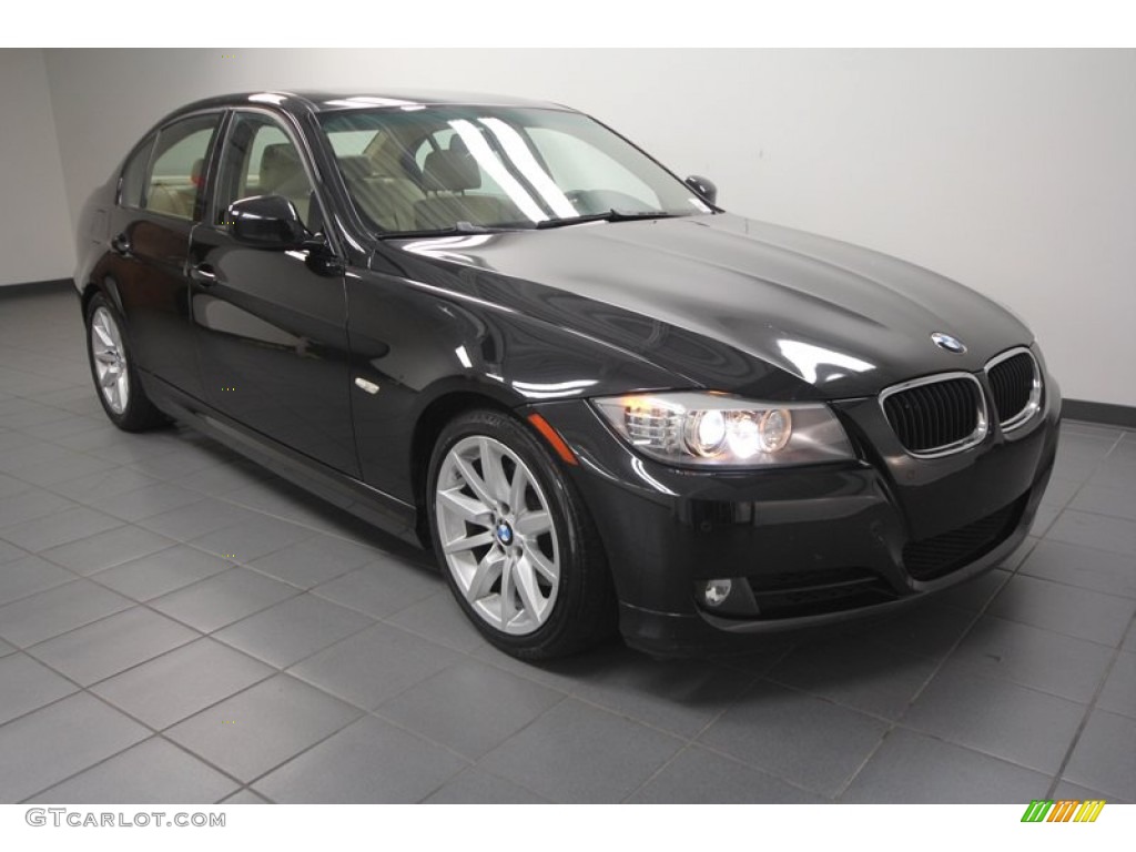 2009 3 Series 328i Sedan - Black Sapphire Metallic / Beige photo #1