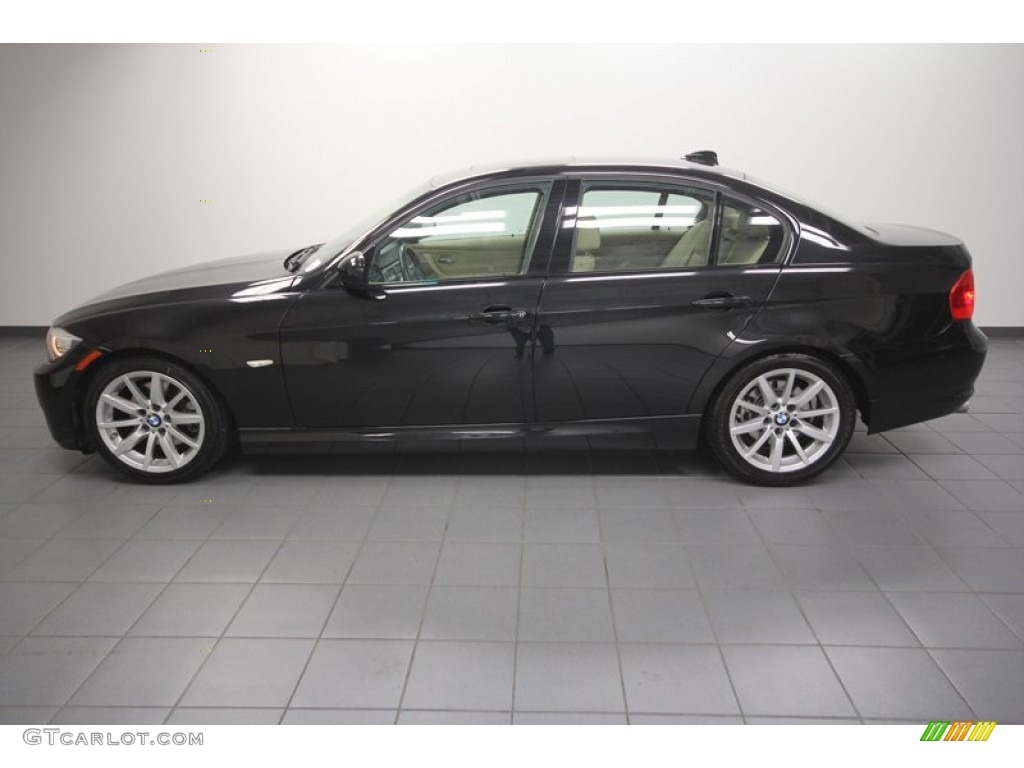 2009 3 Series 328i Sedan - Black Sapphire Metallic / Beige photo #2