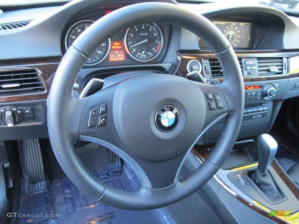 2011 BMW 3 Series 335i Sedan Black Steering Wheel Photo #72844684