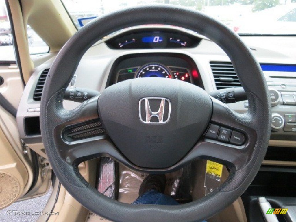 2007 Honda Civic LX Sedan Ivory Steering Wheel Photo #72846150