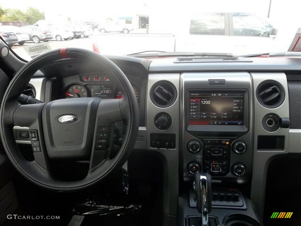 2013 Ford F150 SVT Raptor SuperCrew 4x4 Raptor Black Leather/Cloth Dashboard Photo #72854073