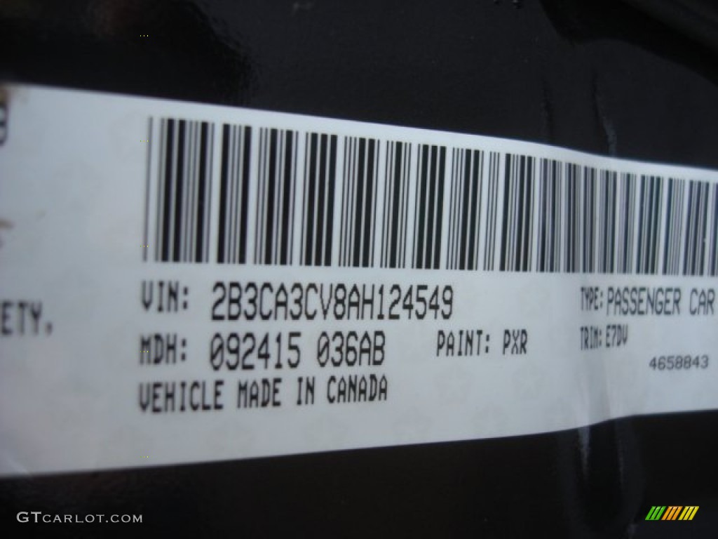2010 Dodge Charger SXT Color Code Photos