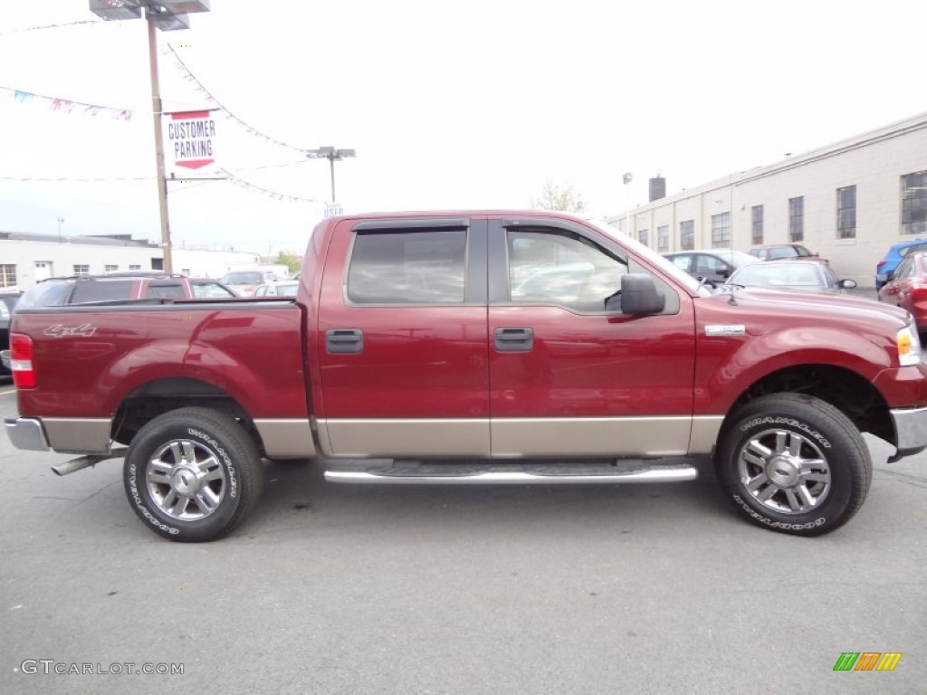 2006 F150 XLT SuperCrew 4x4 - Dark Toreador Red Metallic / Tan photo #4